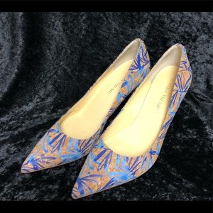 Ivanka Trump Cork w/blue design shoes sz 9M 3”heel